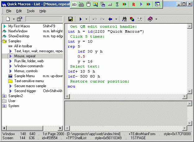 Quick Macros Screenshot